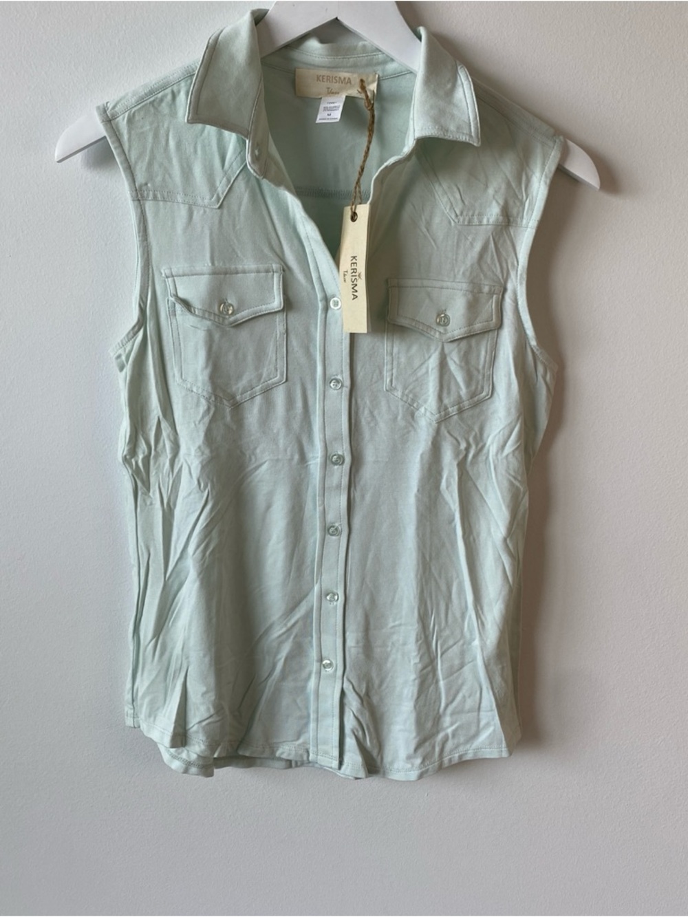 Kerisma Sleeveless Button-Front Shirt - Mint Green